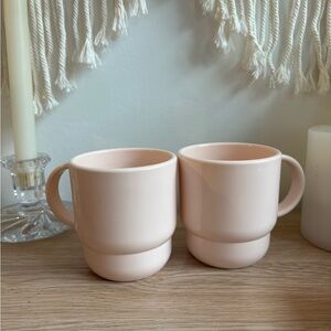 Rare Vintage Tupperware Blush Pink Stackable 10oz Mugs- Set of 2